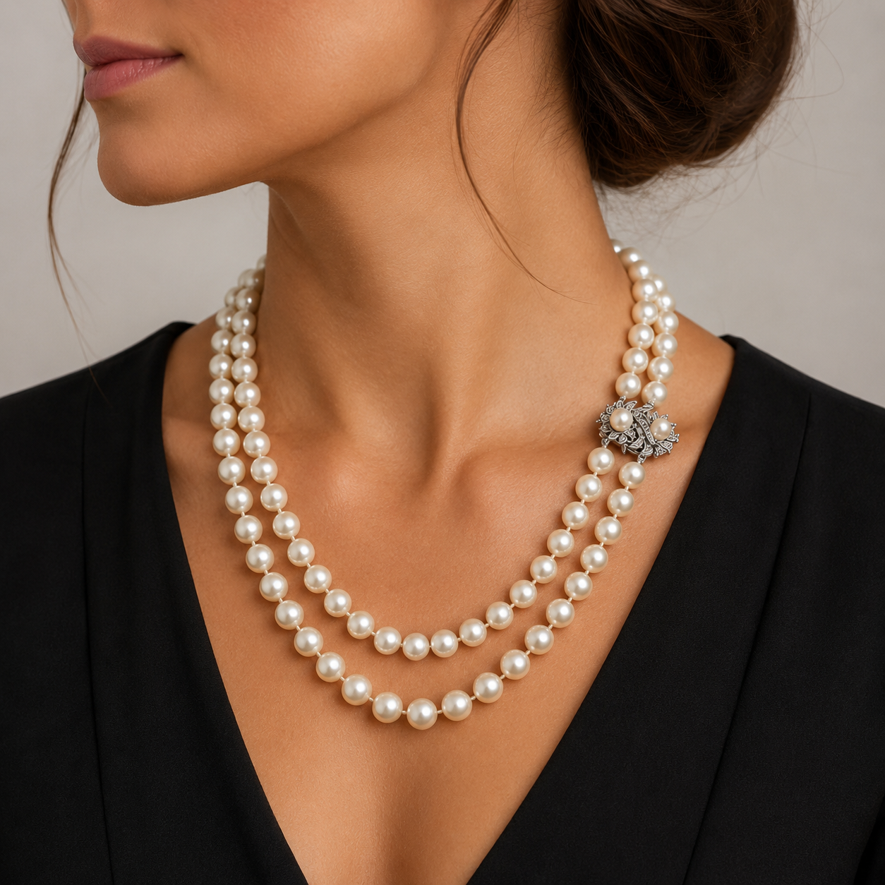 Vintage Double Strand Akoya Pearl Necklace