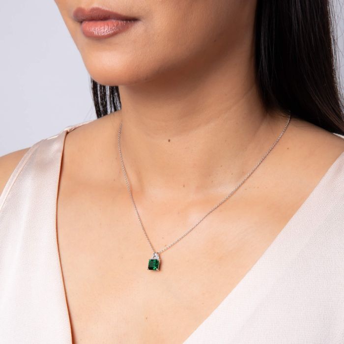 Emerald Zirconia Square Cut Necklace