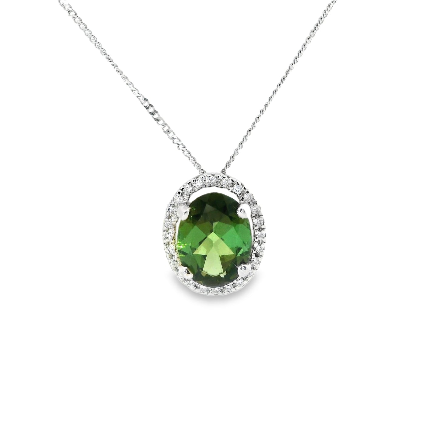 18ct White Gold Pendant with Green Tourmaline