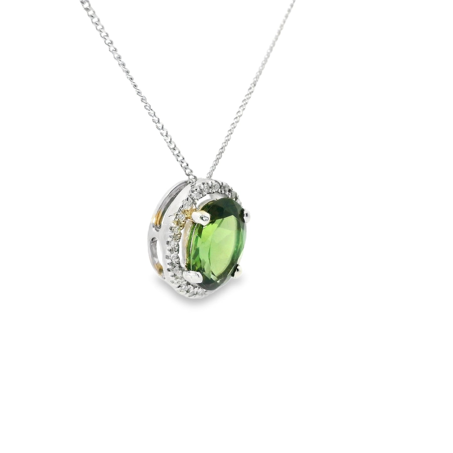 18ct White Gold Pendant with Green Tourmaline