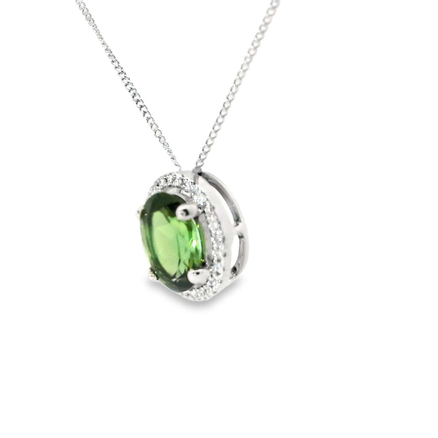 18ct White Gold Pendant with Green Tourmaline