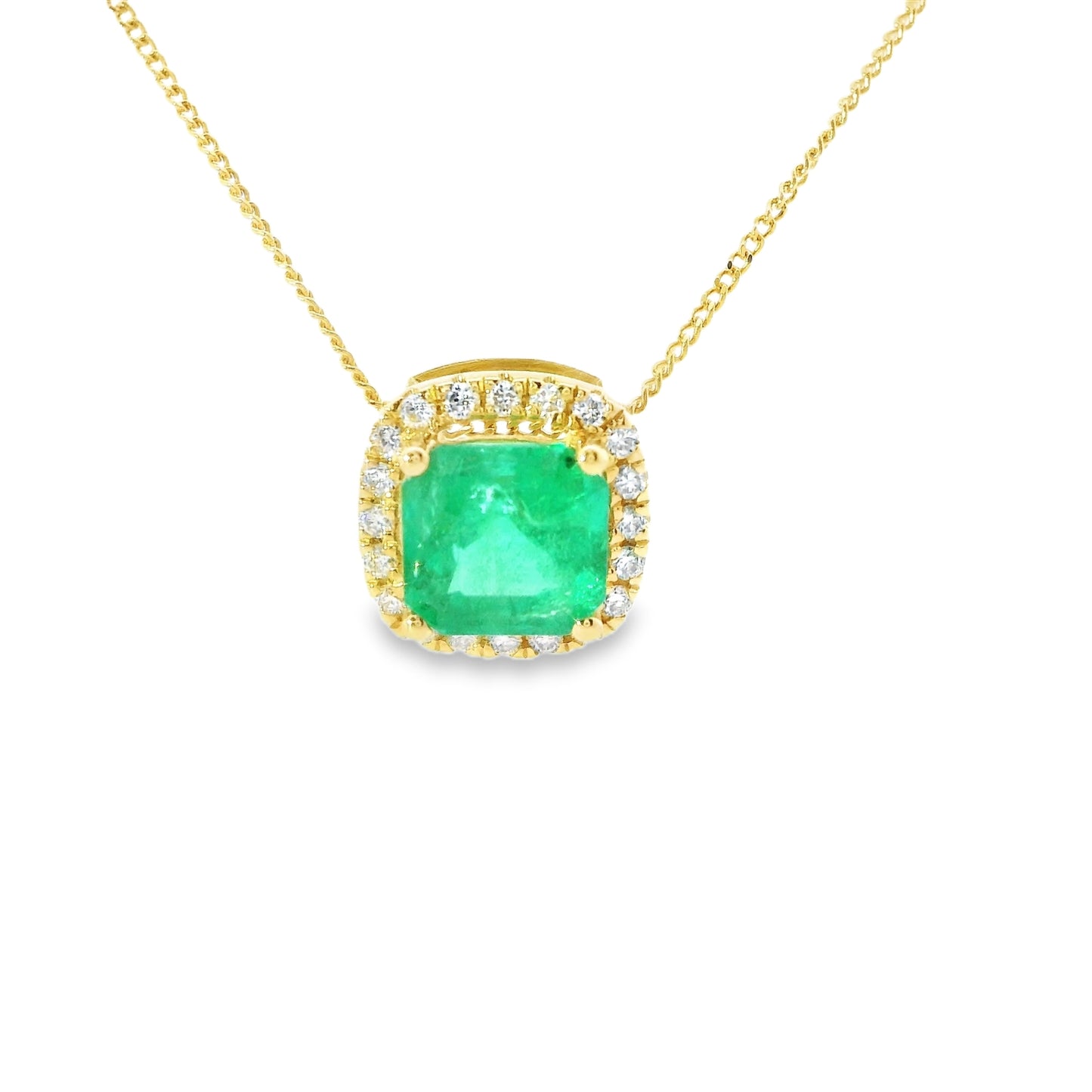 18ct Gold Pendant with Emerald and Diamonds