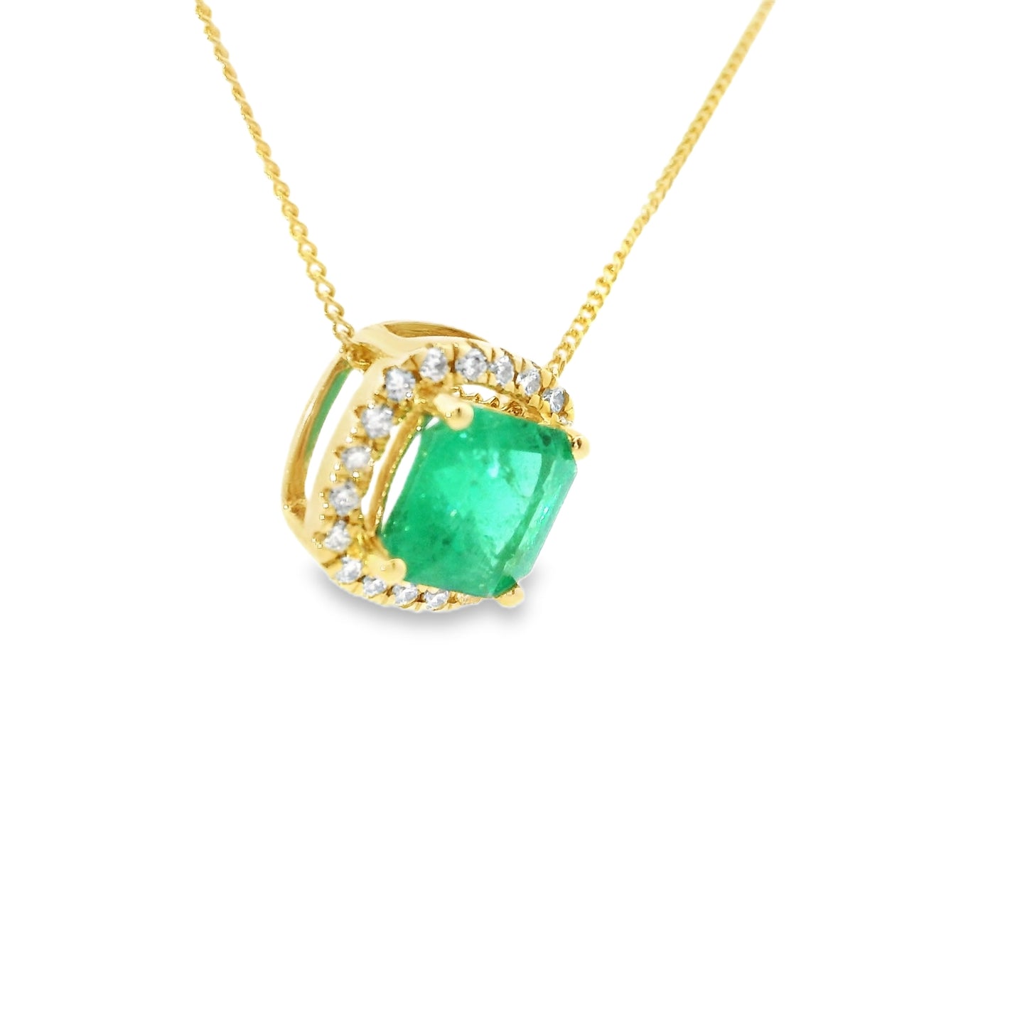 18ct Gold Pendant with Emerald and Diamonds