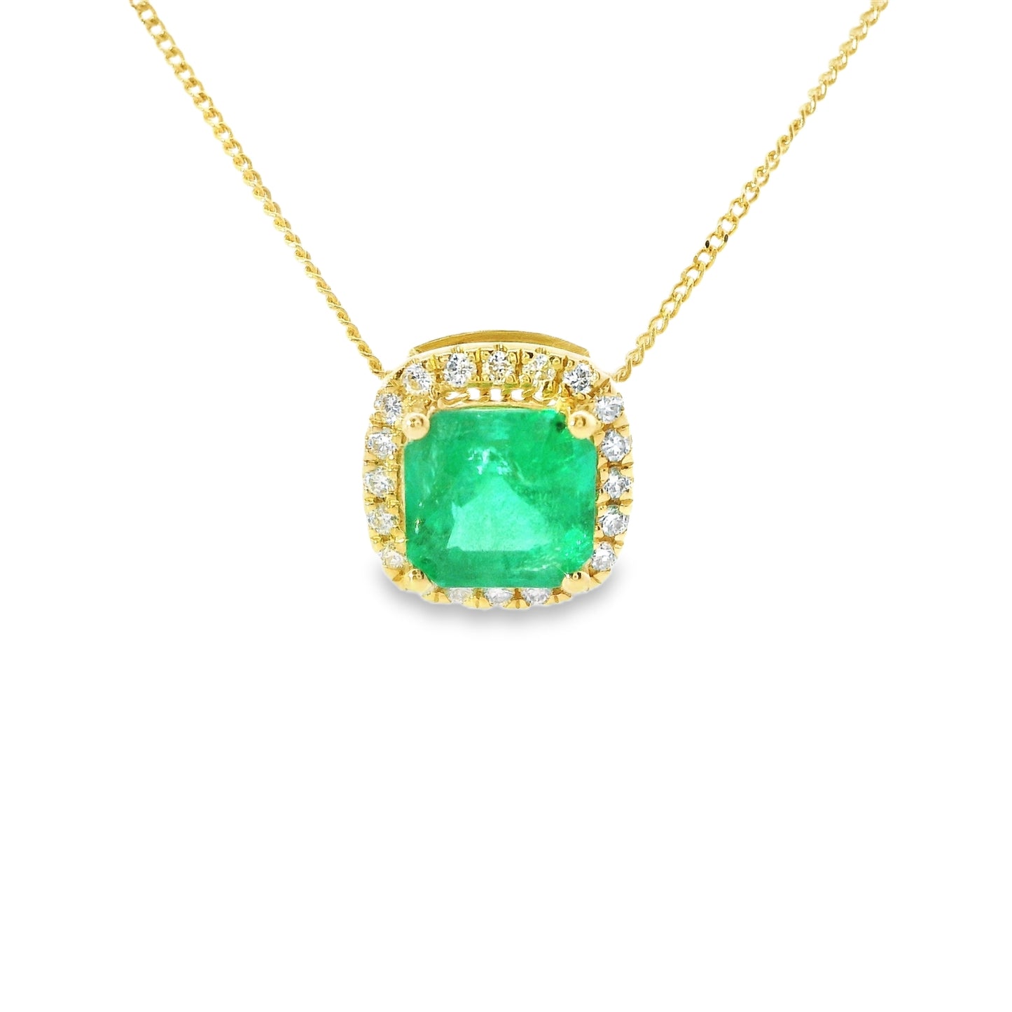 18ct Gold Pendant with Emerald and Diamonds