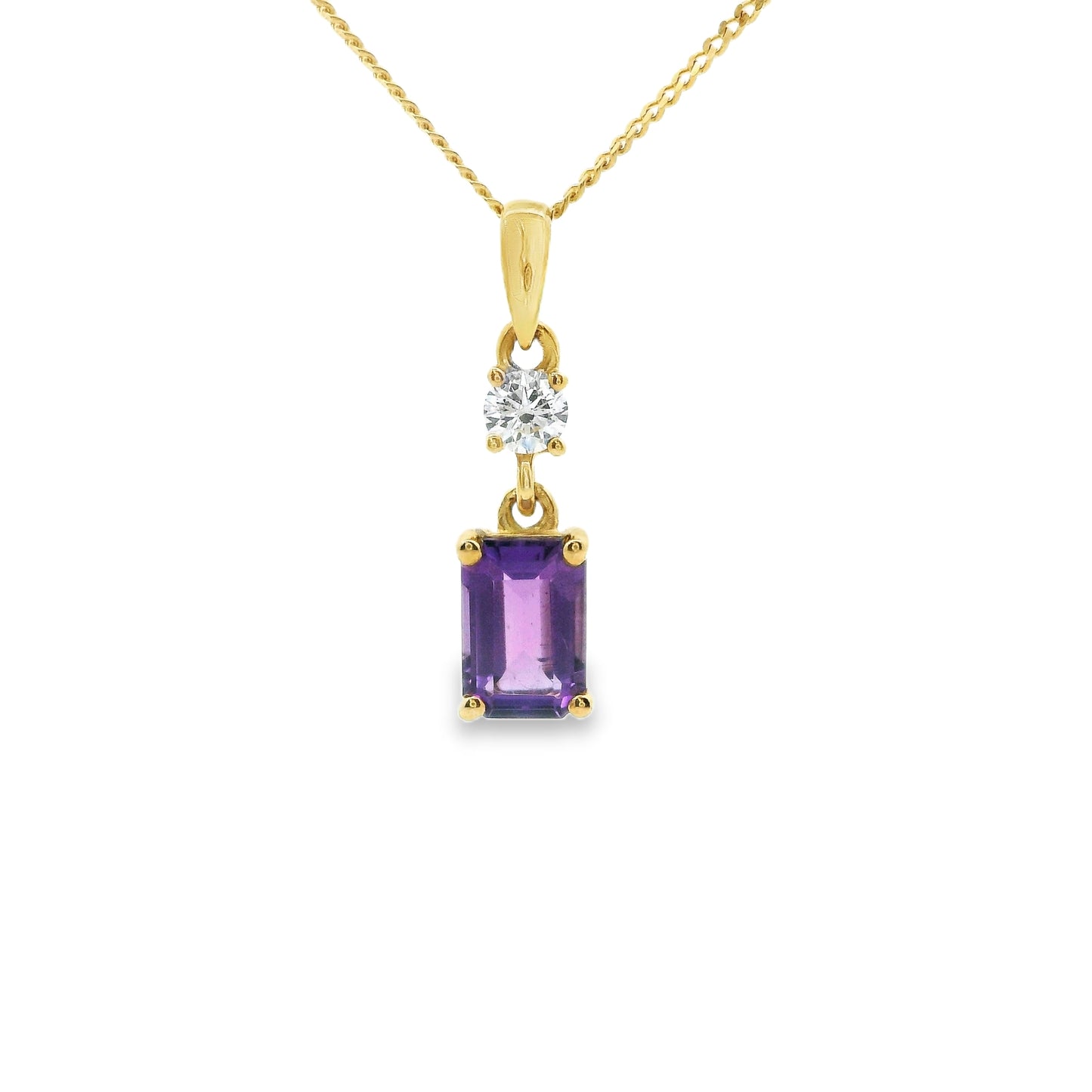 9ct Gold Amethyst and Dimond Pendant