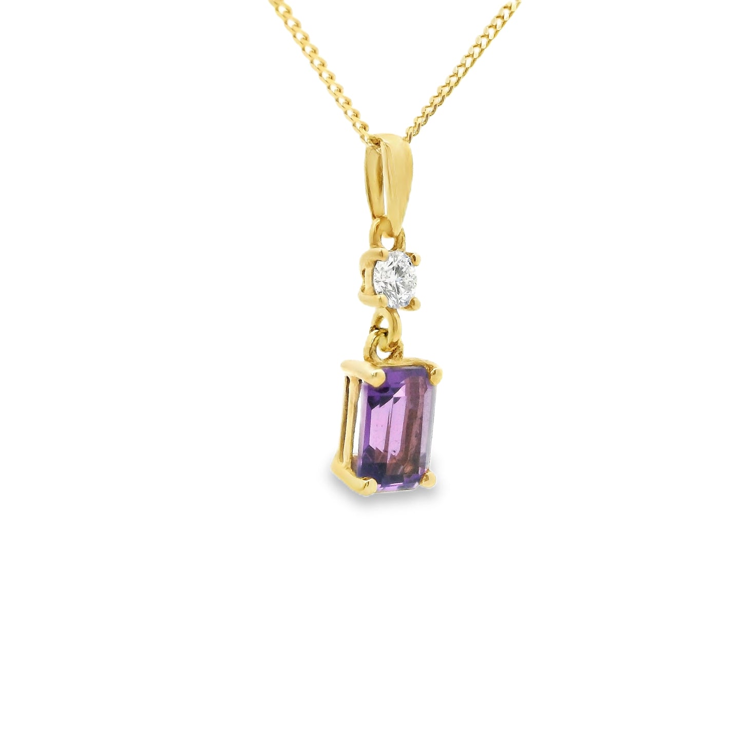 9ct Gold Amethyst and Dimond Pendant