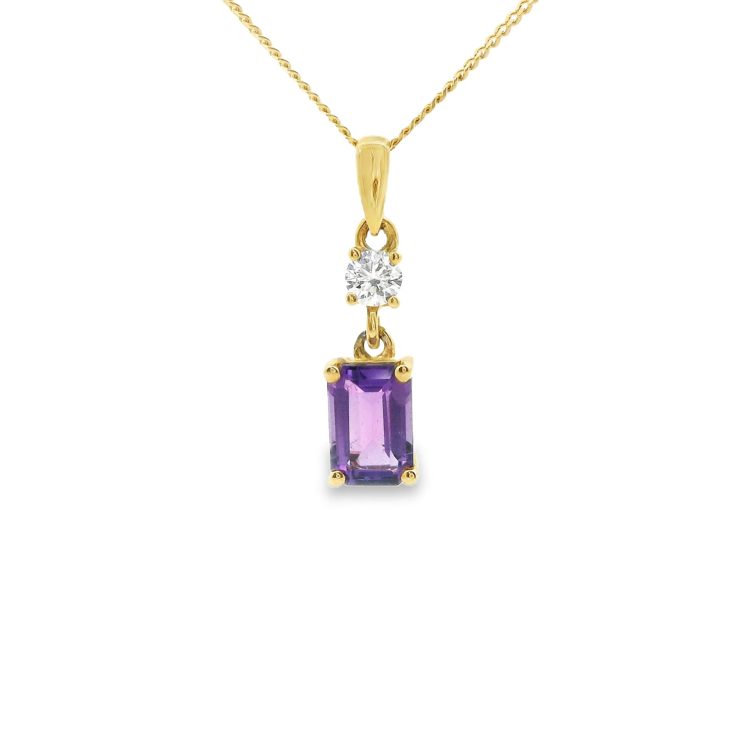 9ct Gold Amethyst and Dimond Pendant
