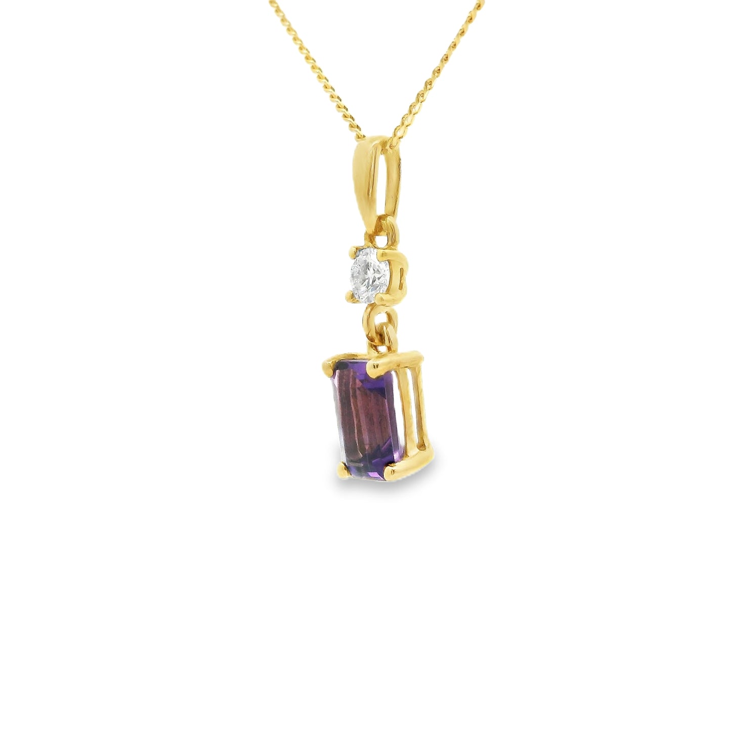 9ct Gold Amethyst and Dimond Pendant