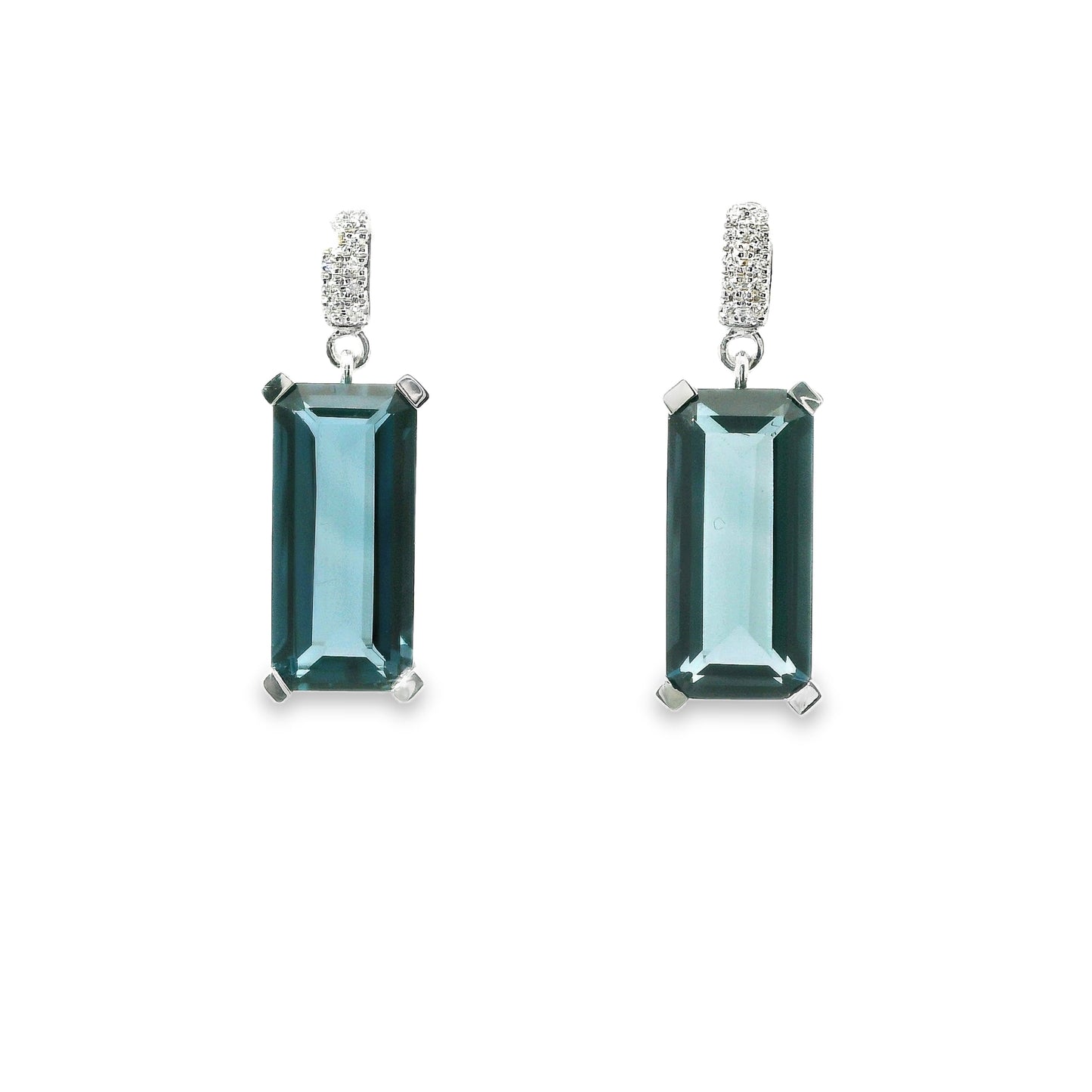 9ct White Gold London Blue Topaz Earrings