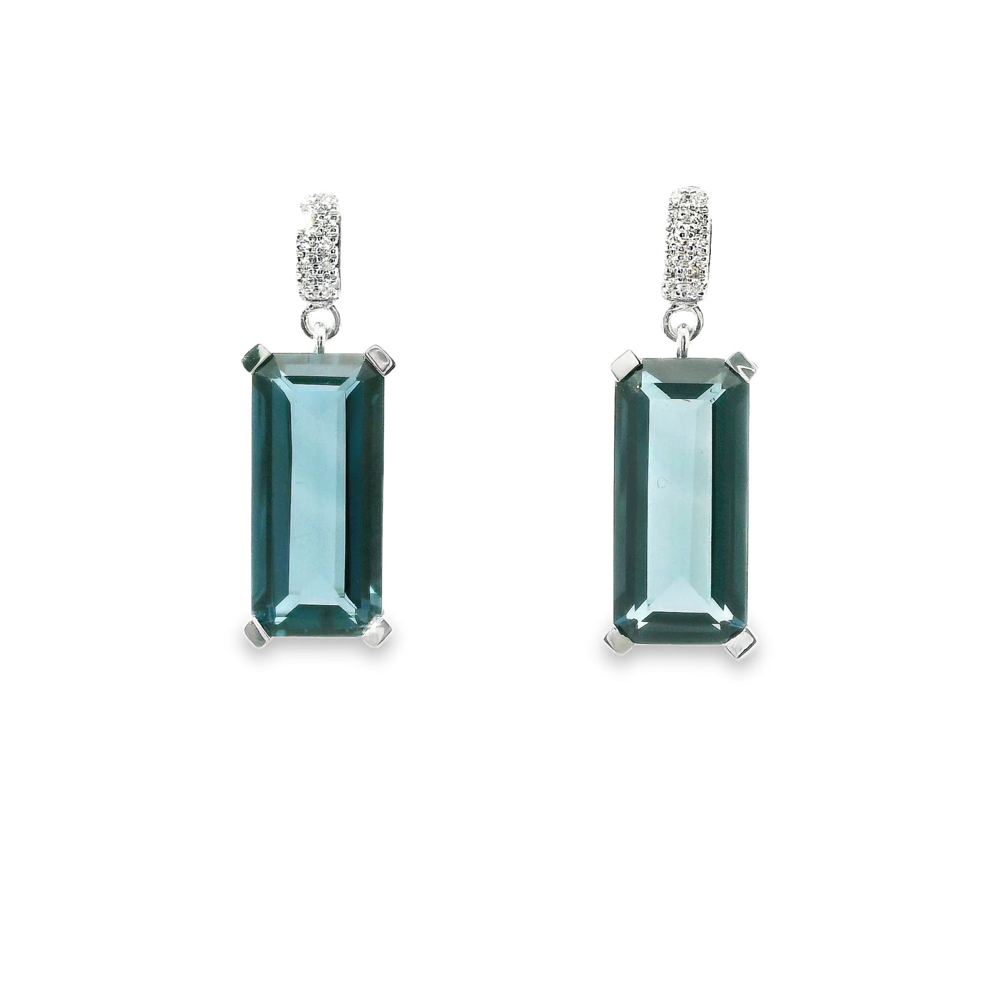 9ct White Gold London Blue Topaz Earrings