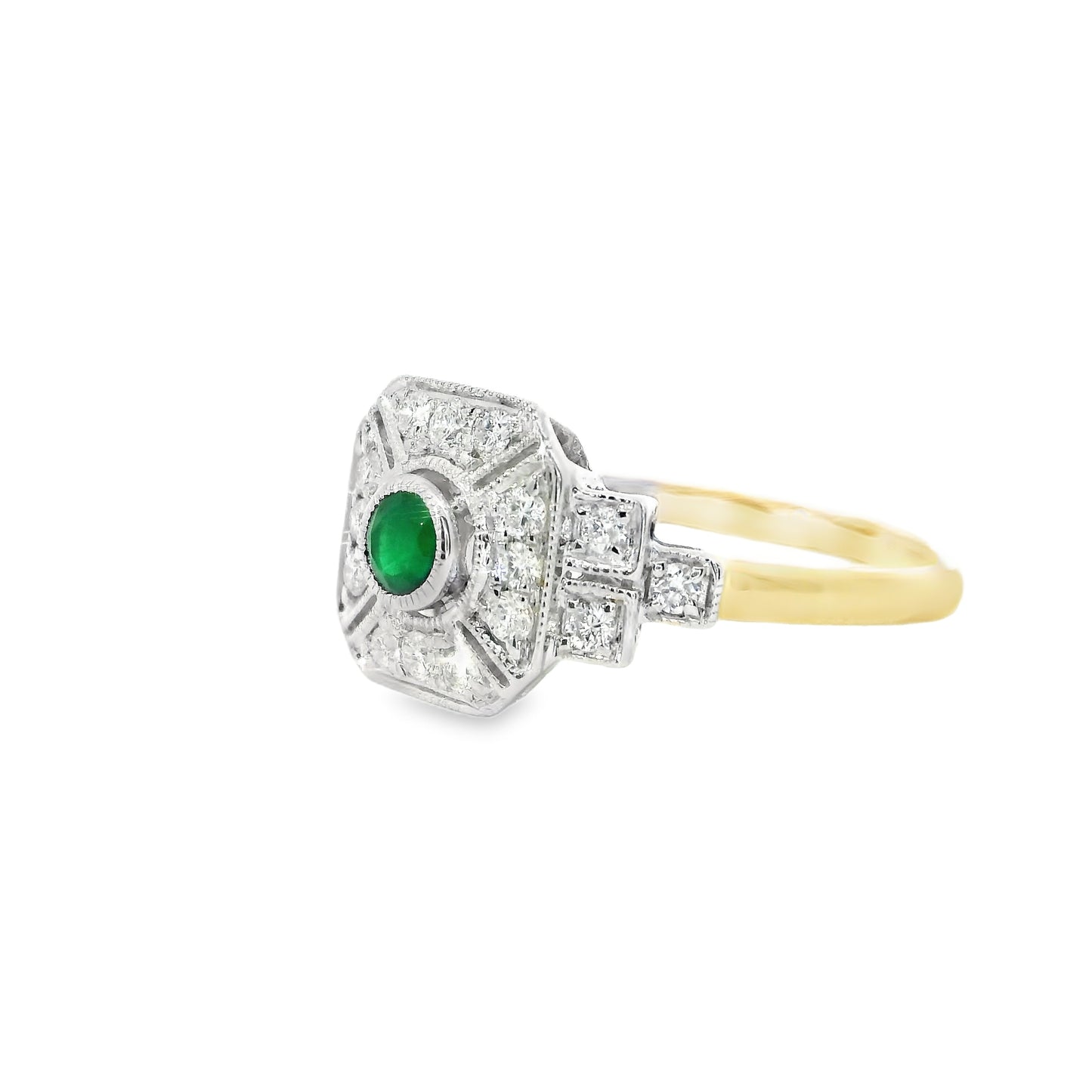 9ct Ring with Emerald and Diamonds