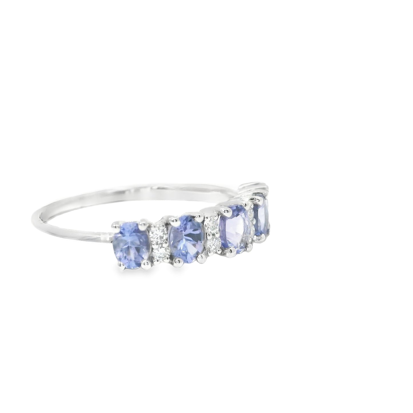 9ct White Gold Half Eternity Ring with Tanzanites and Diamonds