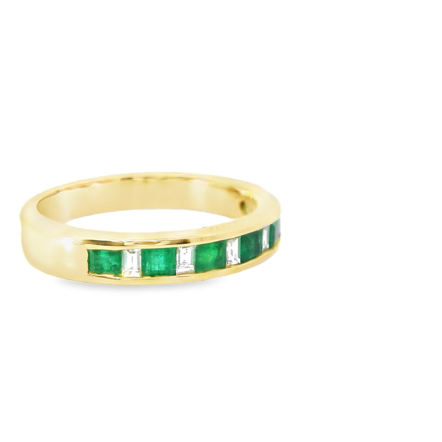 9ct Gold Ring with Diamonds and Emeralds