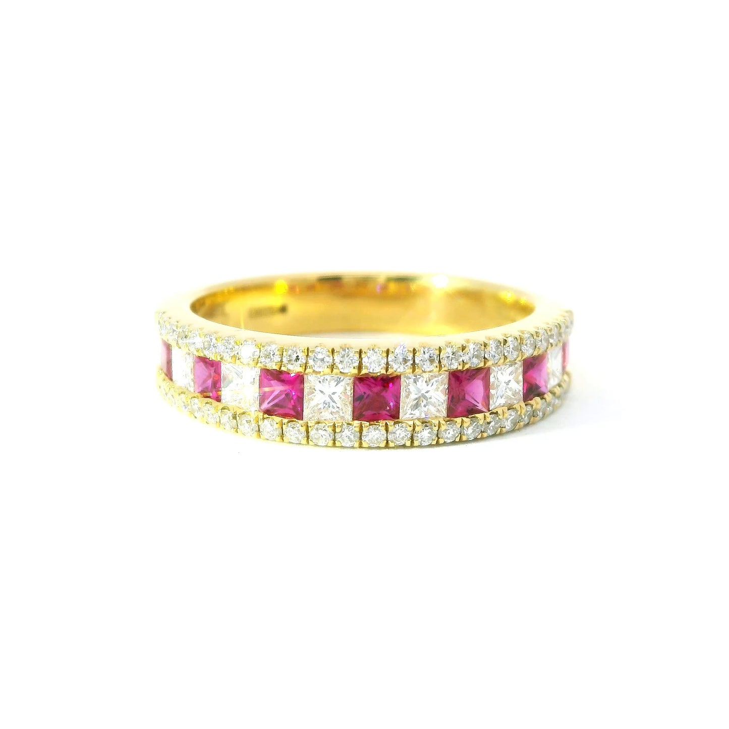 18ct Gold Half Eternity Ring with Rubies and Diamonds