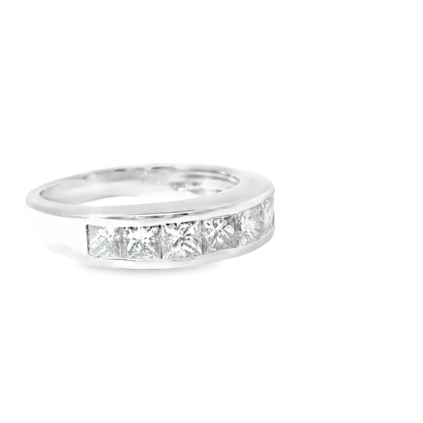 18ct White Gold Half Eternity Ring with Princess Cut Diamonds