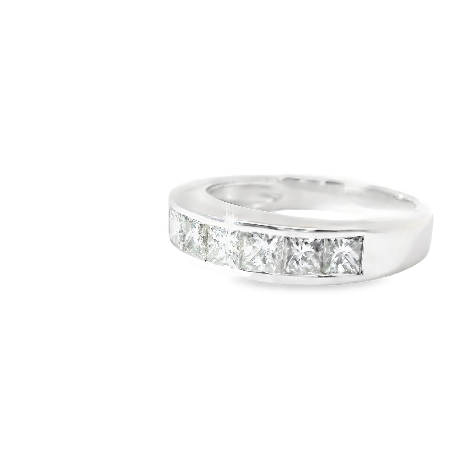 18ct White Gold Half Eternity Ring with Princess Cut Diamonds