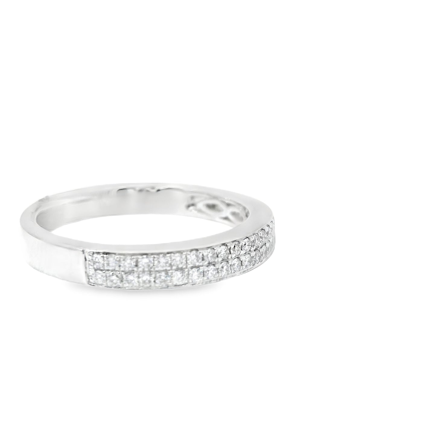 18ct White Gold Band with Double Diamond Band