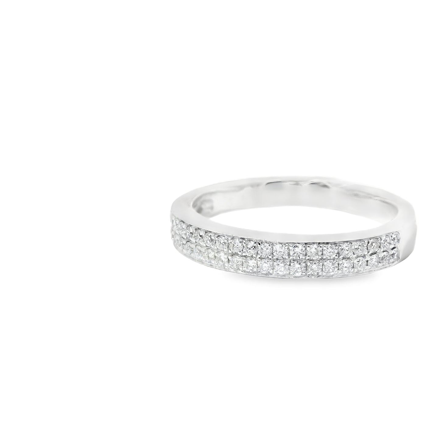 18ct White Gold Band with Double Diamond Band