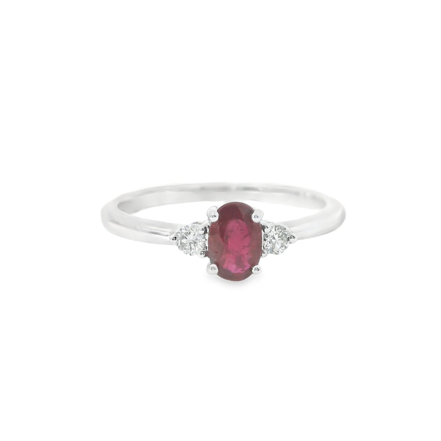 18ct White Gold Ring with Ruby and Diamonds