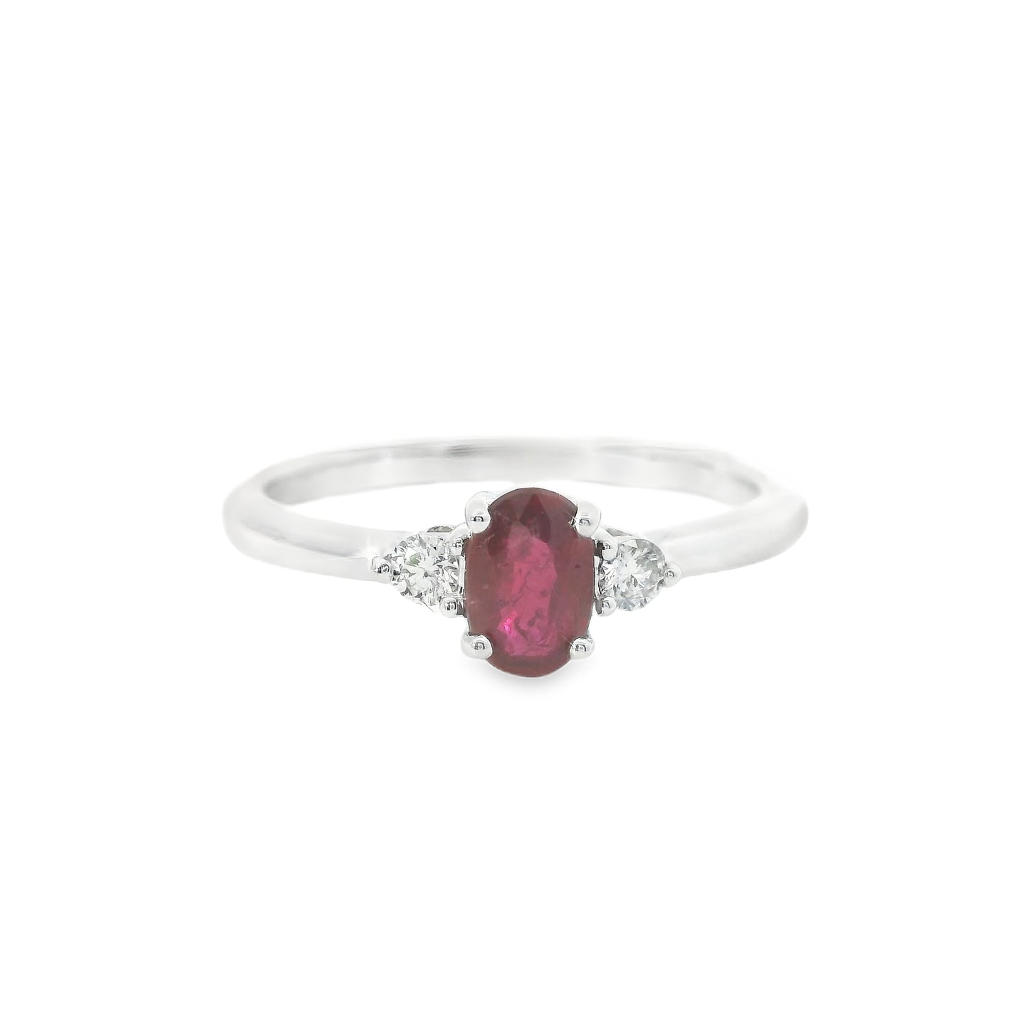 18ct White Gold Ring with Ruby and Diamonds