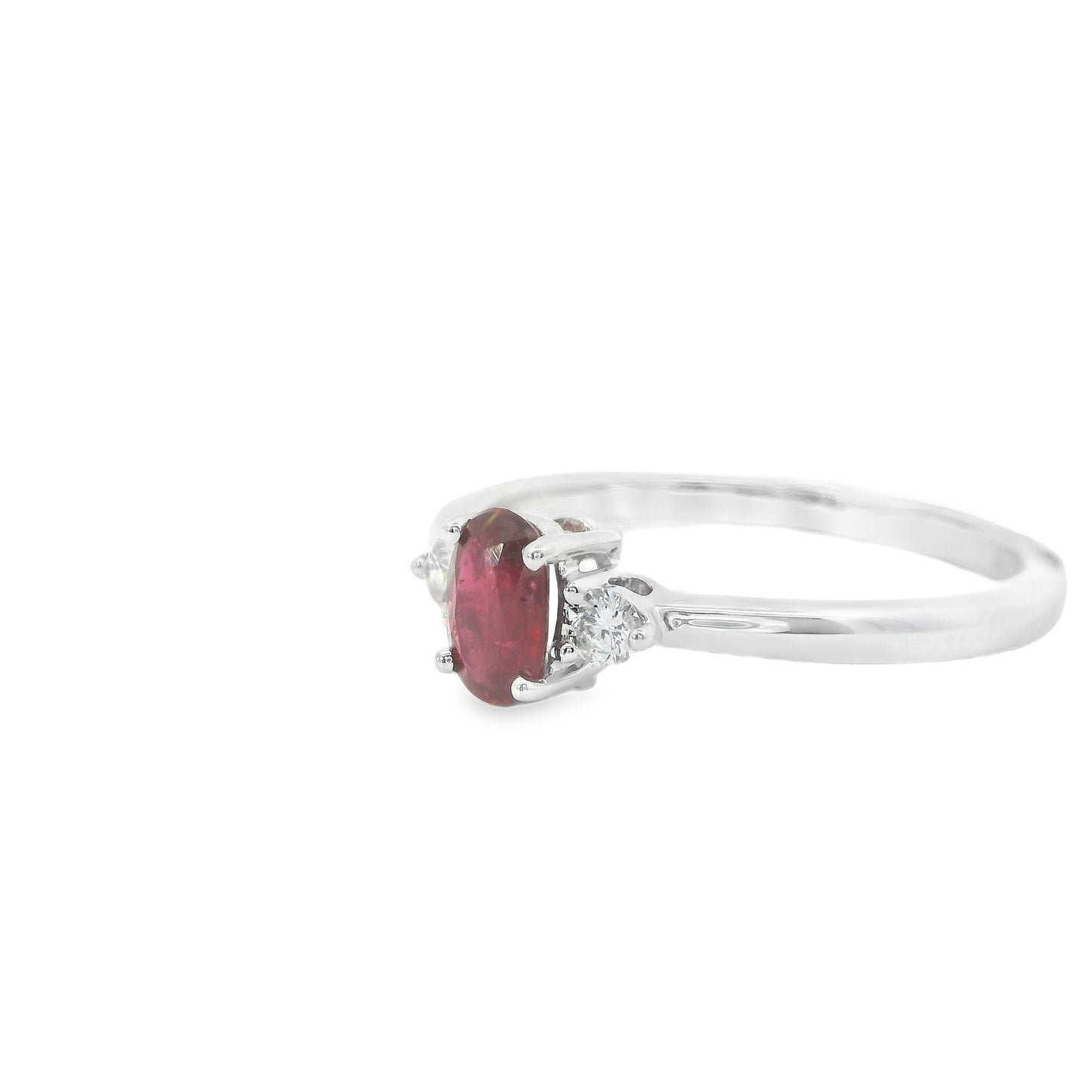 18ct White Gold Ring with Ruby and Diamonds