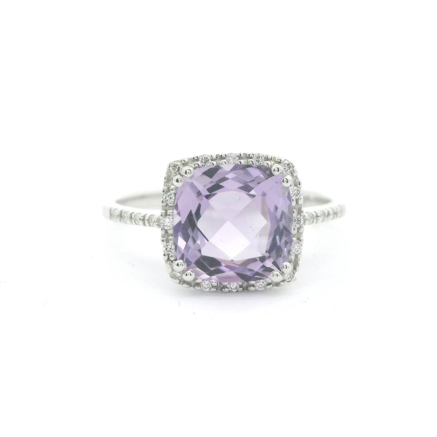 9ct White Gold Amethsyt and Diamonds Ring .09 2.05cts