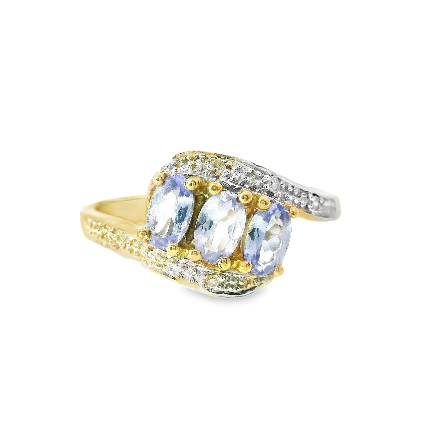 9ct Gold Iolite and Diamonds Ring