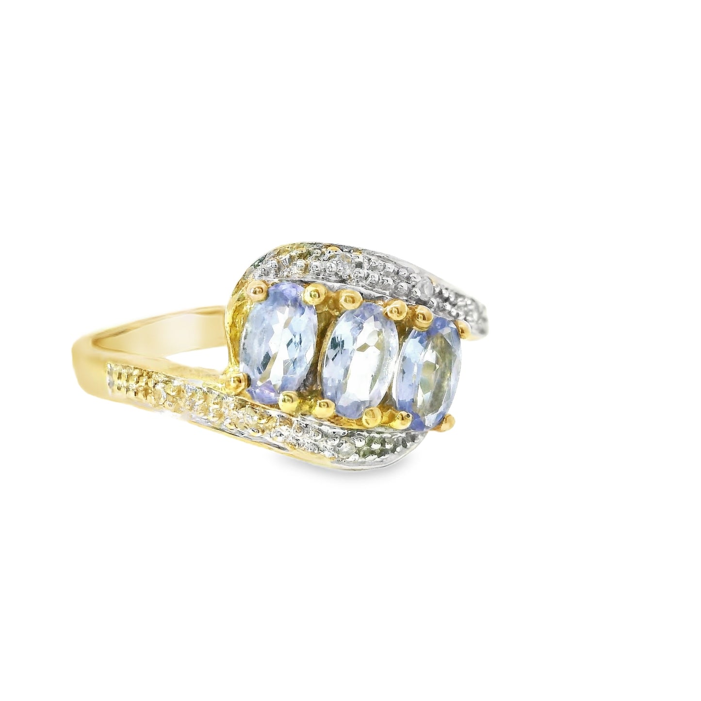 9ct Gold Iolite and Diamonds Ring