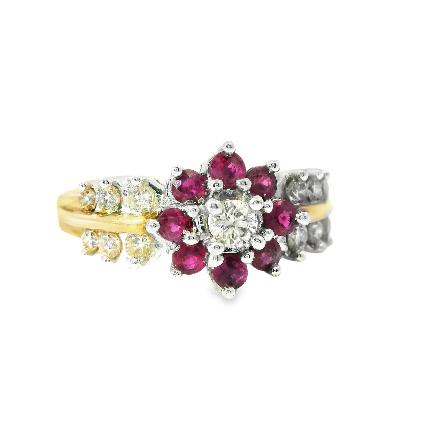 9ct Gold Ring with Diamonds and Rubies