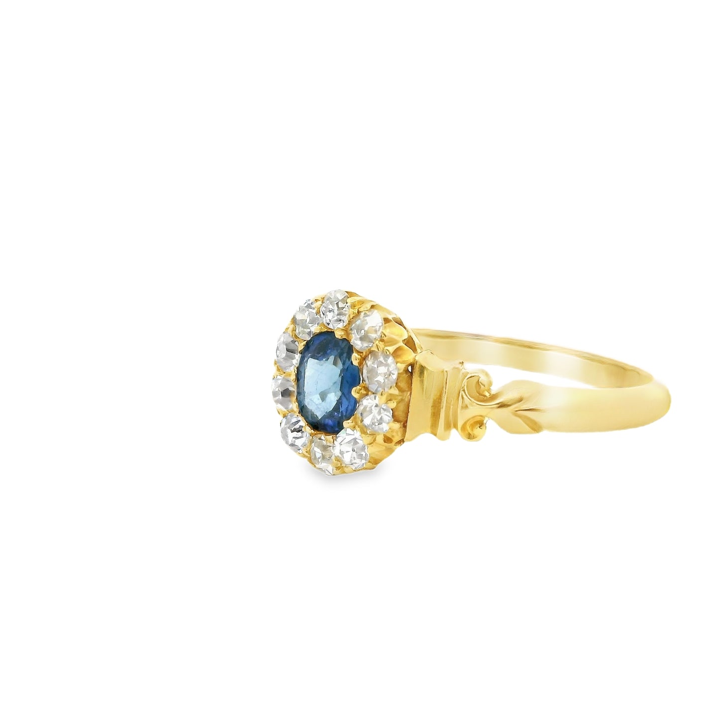 18ct Edwardian Ring with Sapphire and Diamonds