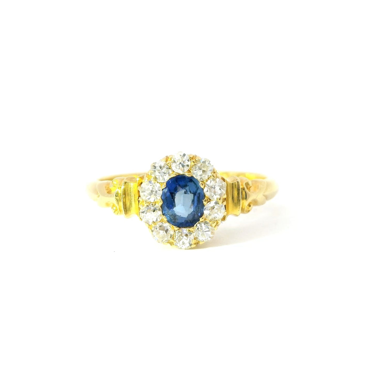 18ct Edwardian Ring with Sapphire and Diamonds