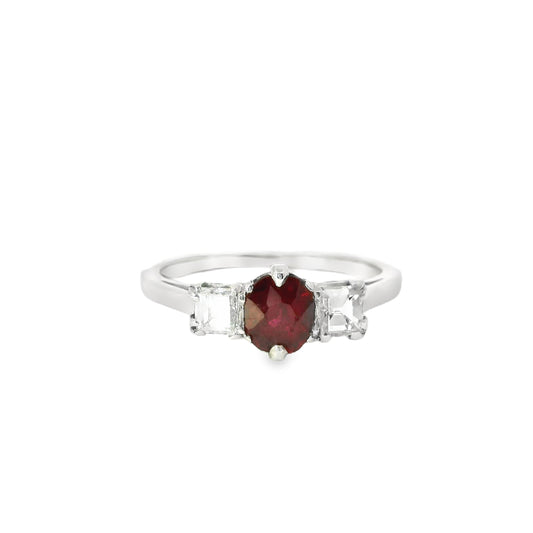 Platinum Ring with Ruby and Diamonds
