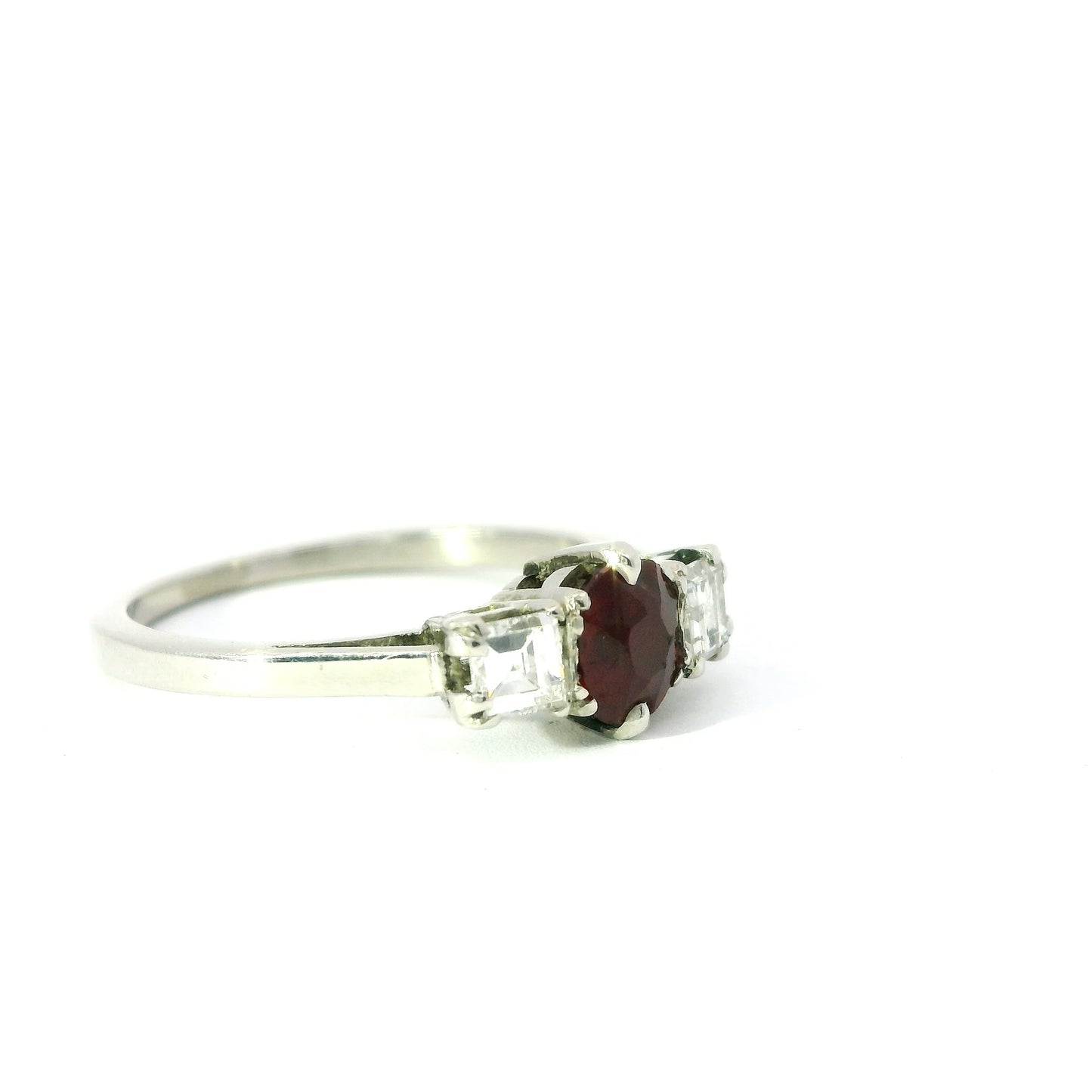 Platinum Ring with Ruby and Diamonds