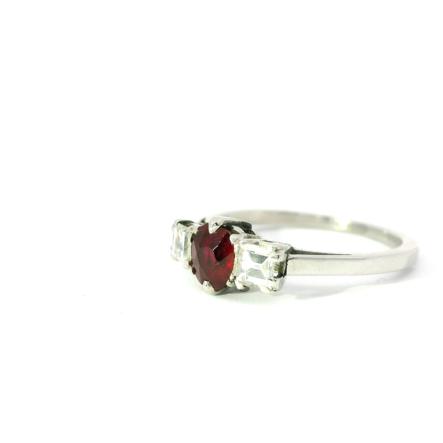 Platinum Ring with Ruby and Diamonds