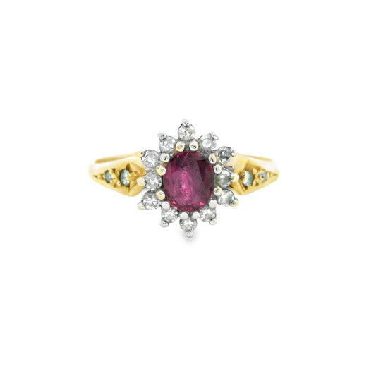 9ct Ring with Ruby and Diamonds