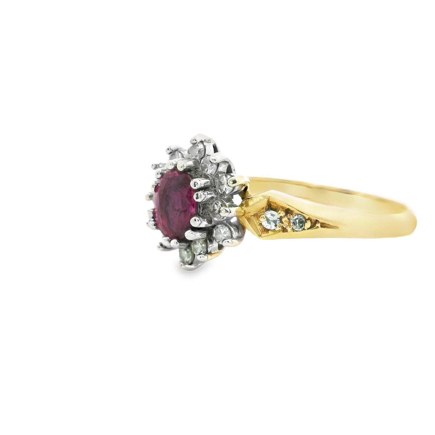 9ct Ring with Ruby and Diamonds