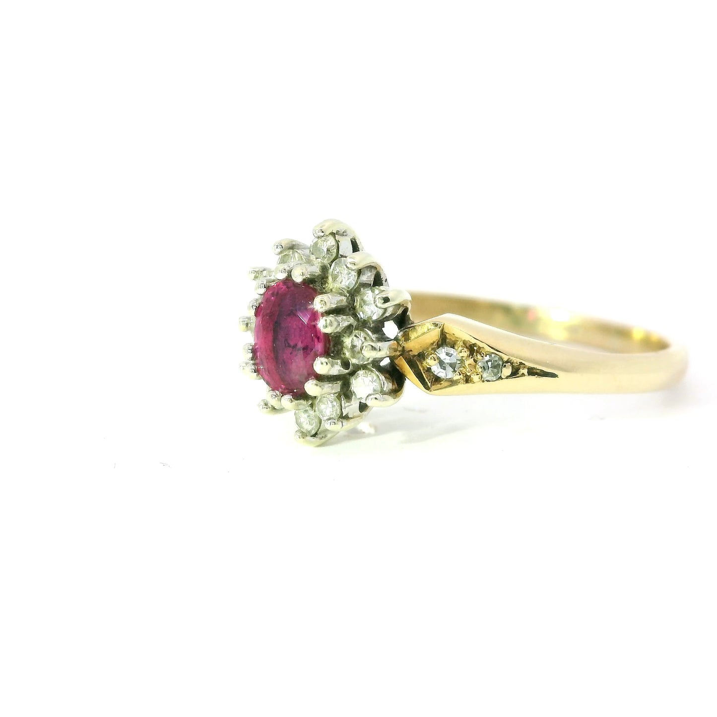 9ct Ring with Ruby and Diamonds