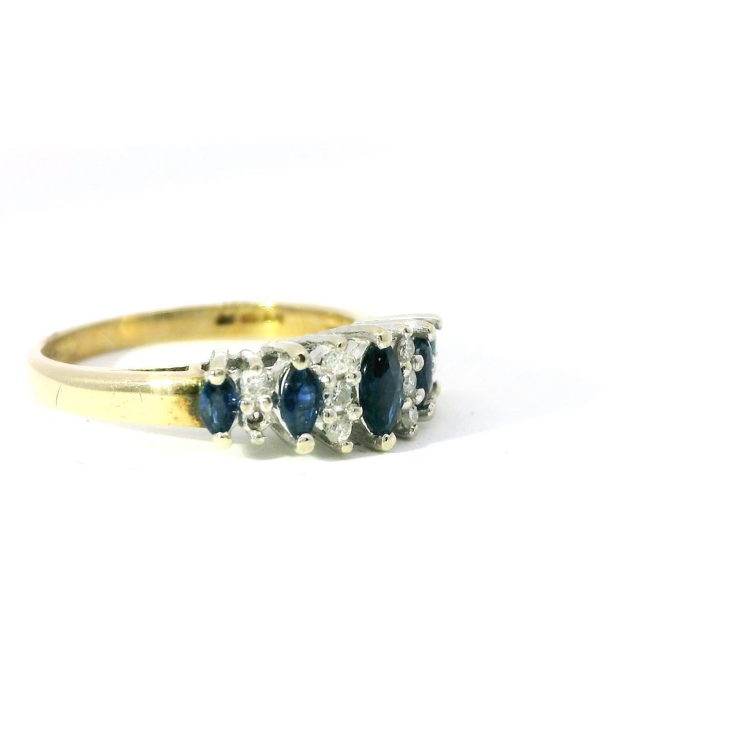 9ct Ring with Diamonds and Sapphires