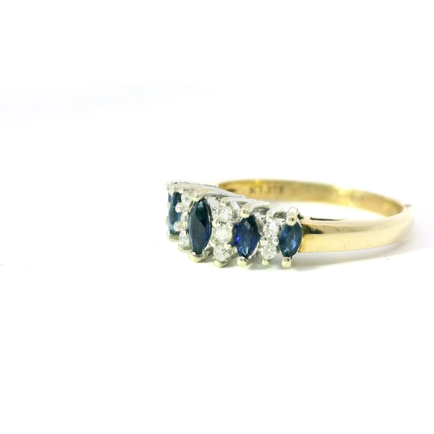 9ct Ring with Diamonds and Sapphires