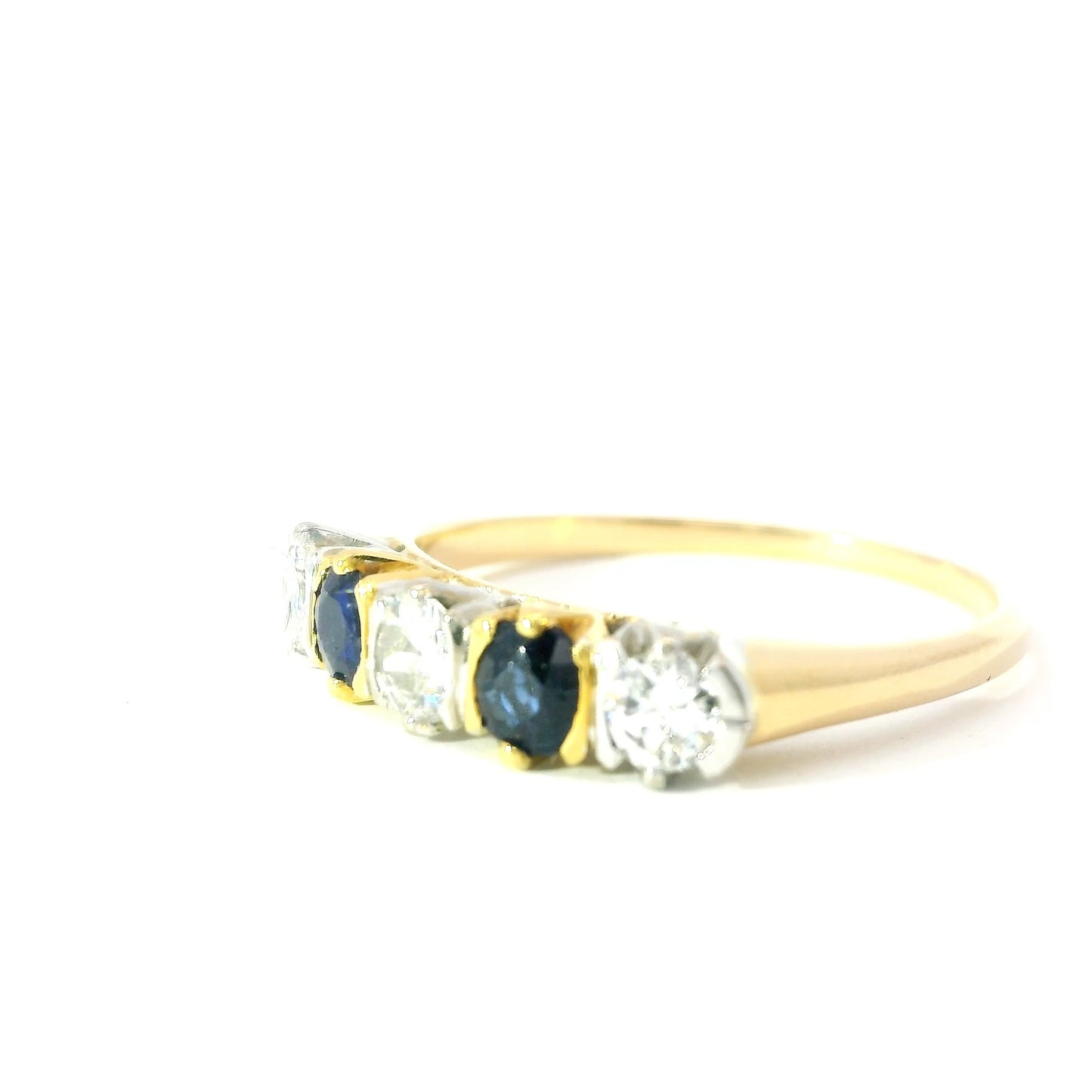 18ct Half Eternity Ring with Diamonds and Sapphires