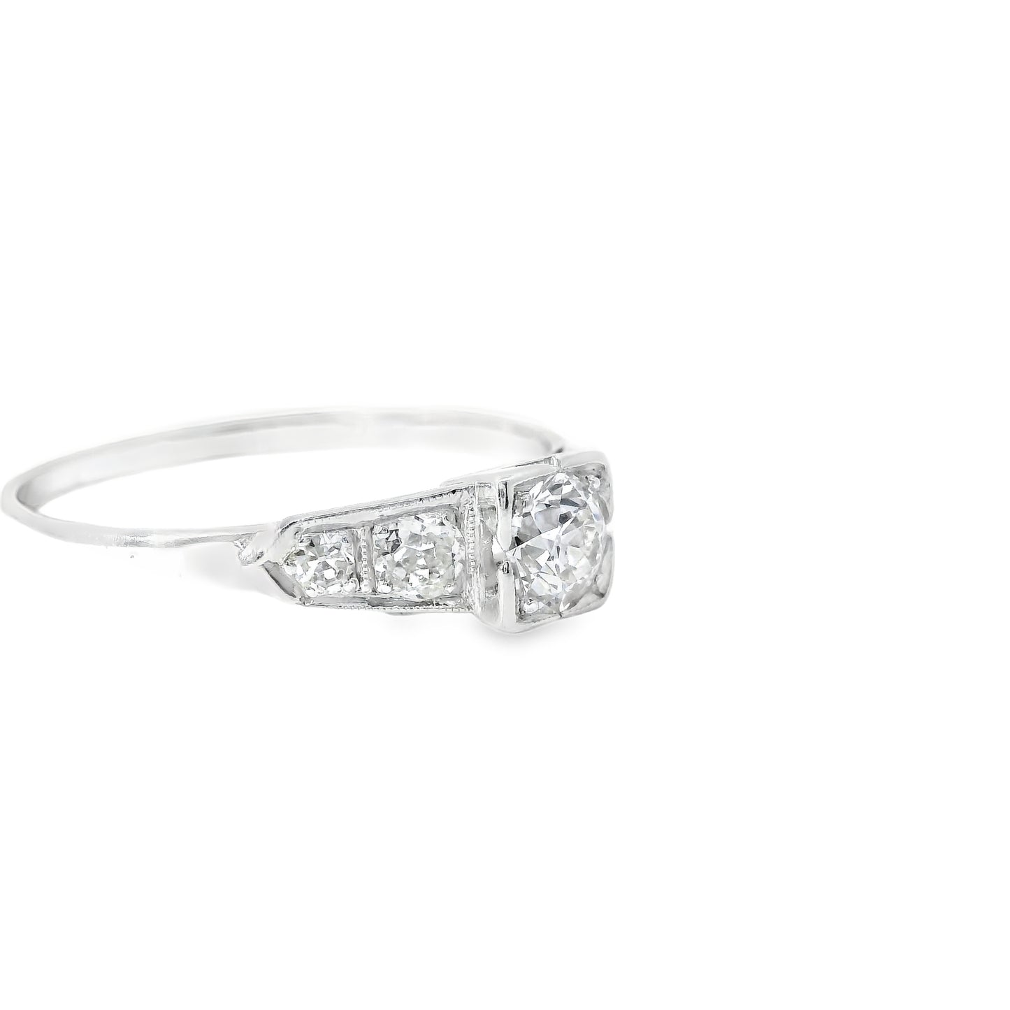 Platinum Art Deco Ring with Diamonds