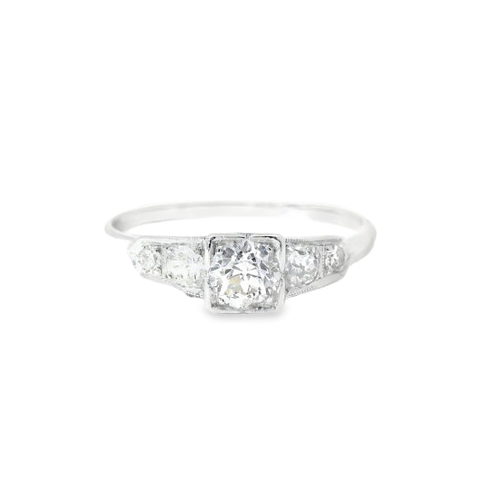 Platinum Art Deco Ring with Diamonds
