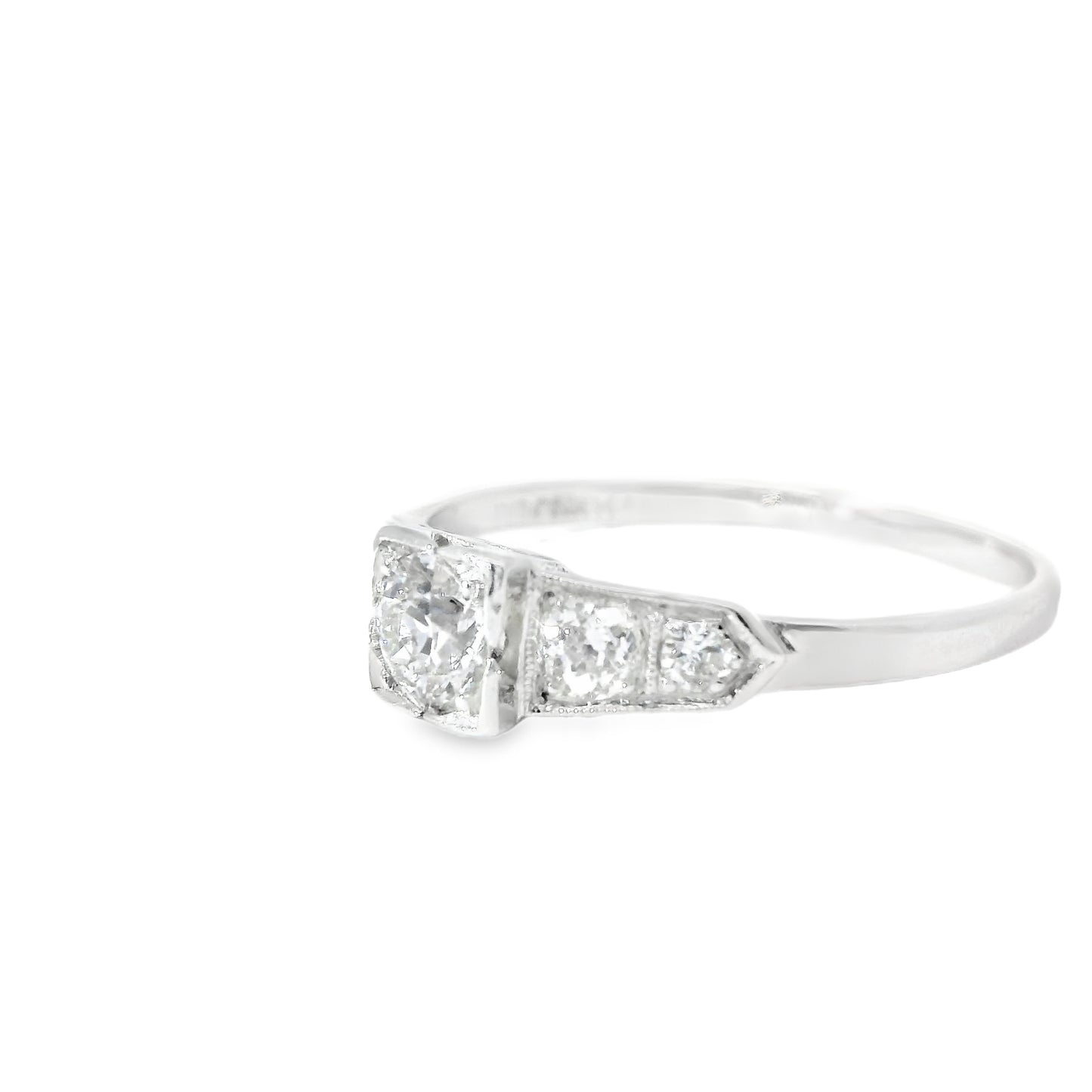 Platinum Art Deco Ring with Diamonds