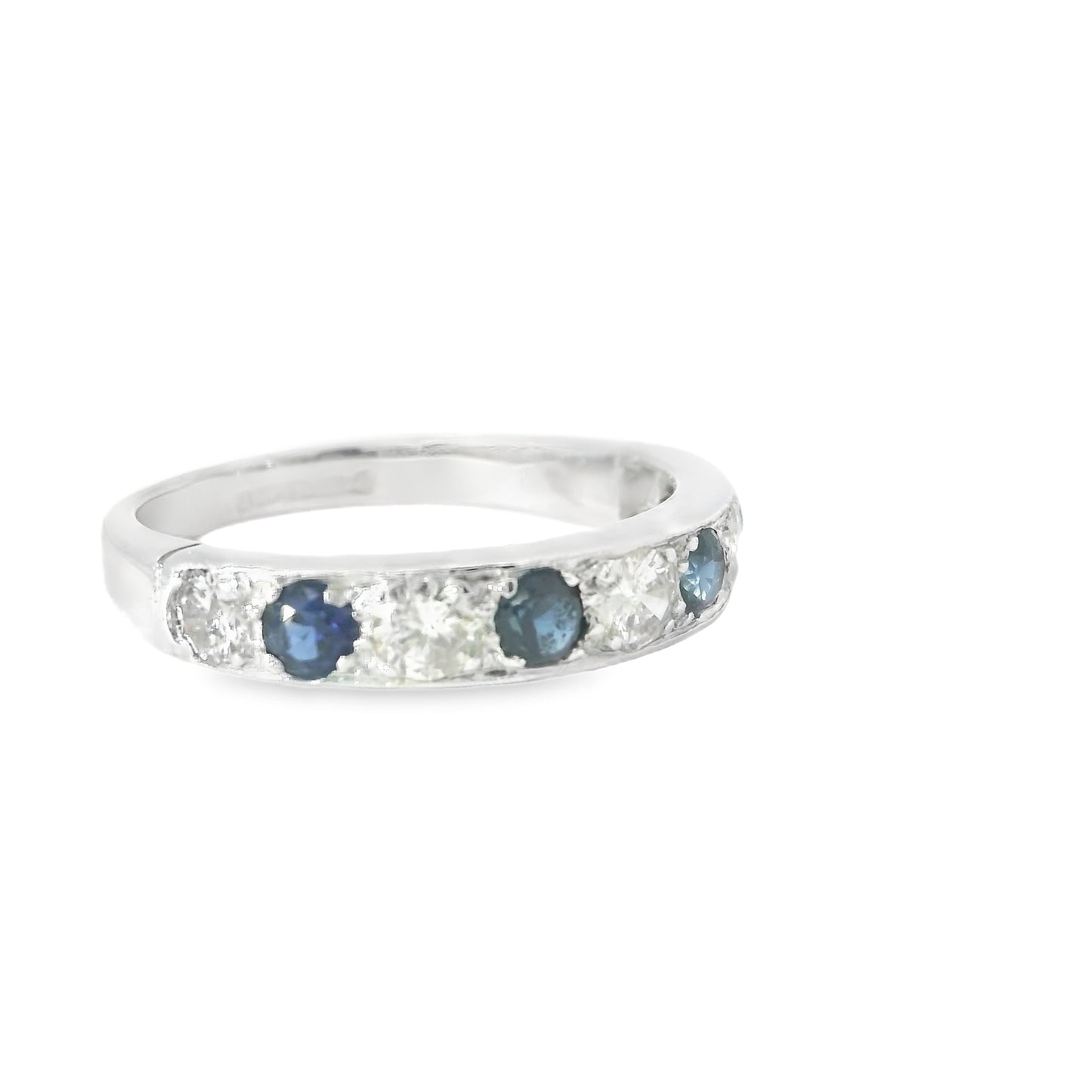 18ct White Gold Half Eternity Band with Sapphires and Diamonds