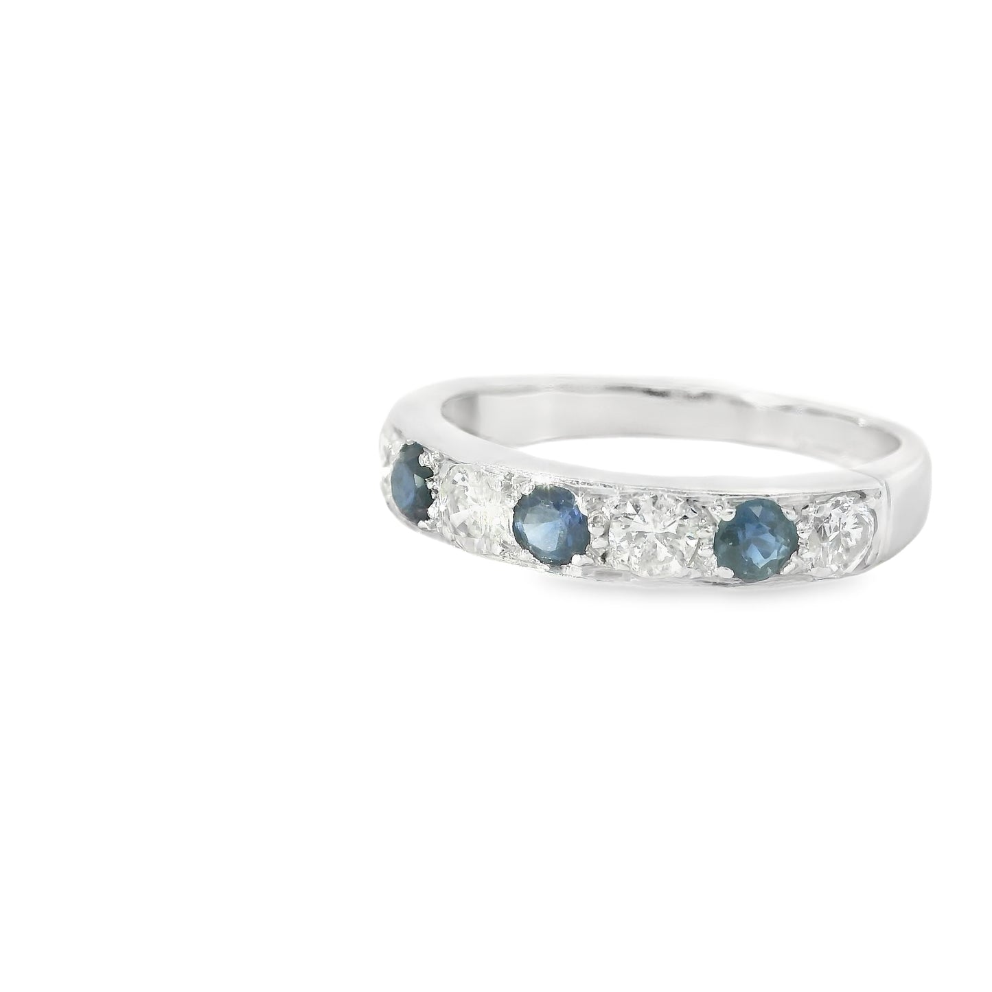 18ct White Gold Half Eternity Band with Sapphires and Diamonds