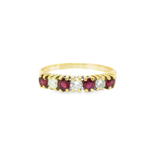 18ct Gold Ring with Rubies and Diamonds