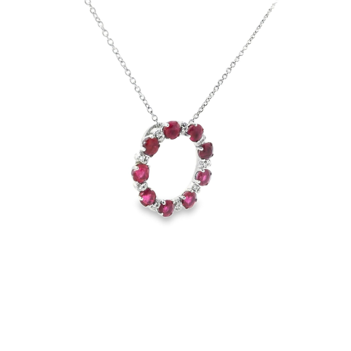 9ct White Gold Ruby and Diamonds Pendant