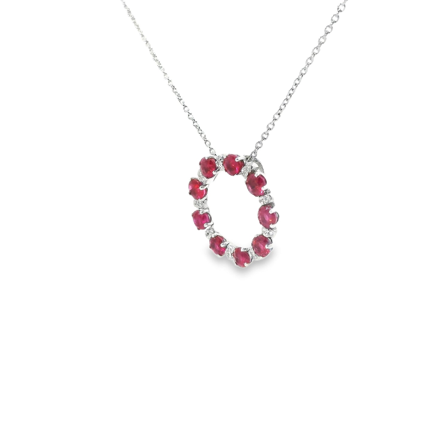 9ct White Gold Ruby and Diamonds Pendant