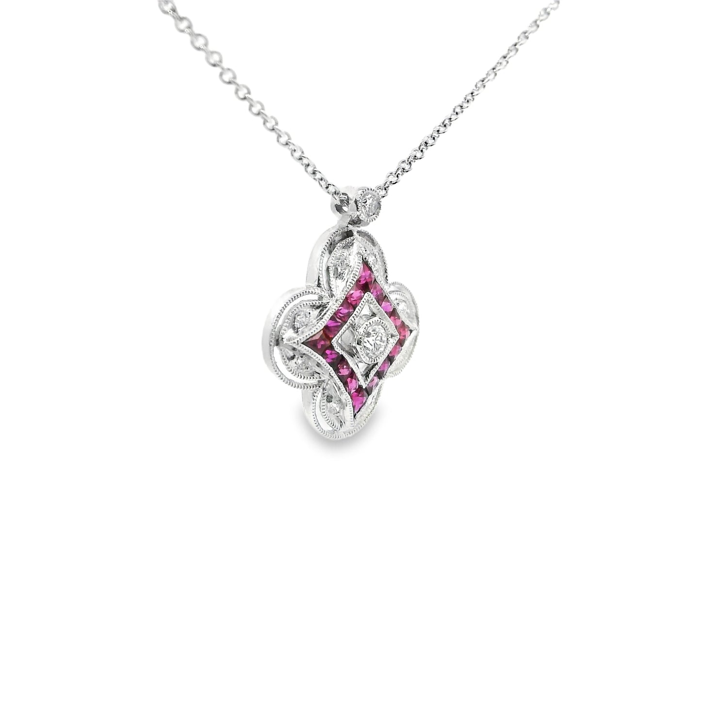 18ct White Gold with Rubies and Dimonds