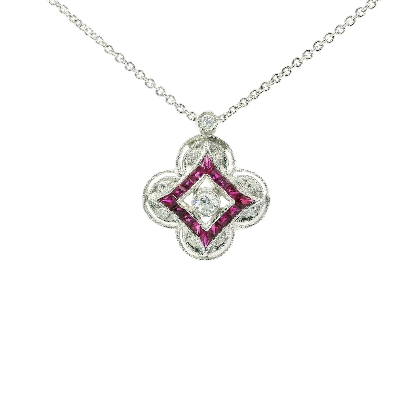 18ct White Gold with Rubies and Dimonds